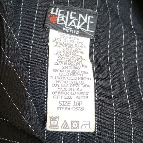 HELENE BLAKE Black and White Pinstripe Suit Jacket Size 16P - Picture 6 of 6